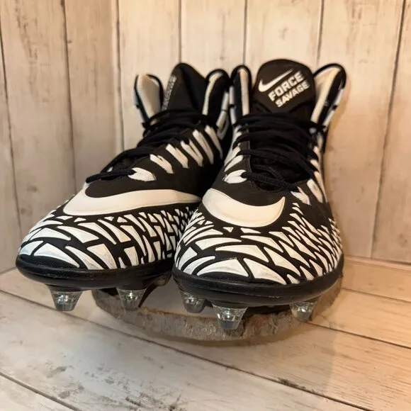 Nike Force Savage Pro D Black White Men’s Football Cleats Size 13 EUC