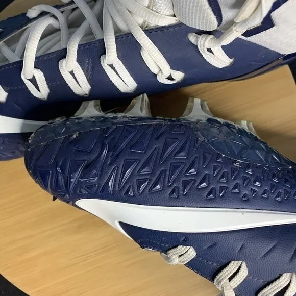 Nike Force Savage Pro Football Cleats Navy Blue &amp; White SIZE 18 880144 411
