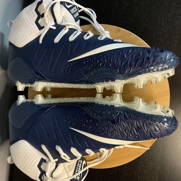 Nike Force Savage Pro Football Cleats Navy Blue &amp; White SIZE 18 880144 411