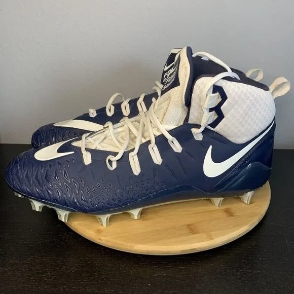 Nike Force Savage Pro Football Cleats Navy Blue &amp; White SIZE 18 880144 411