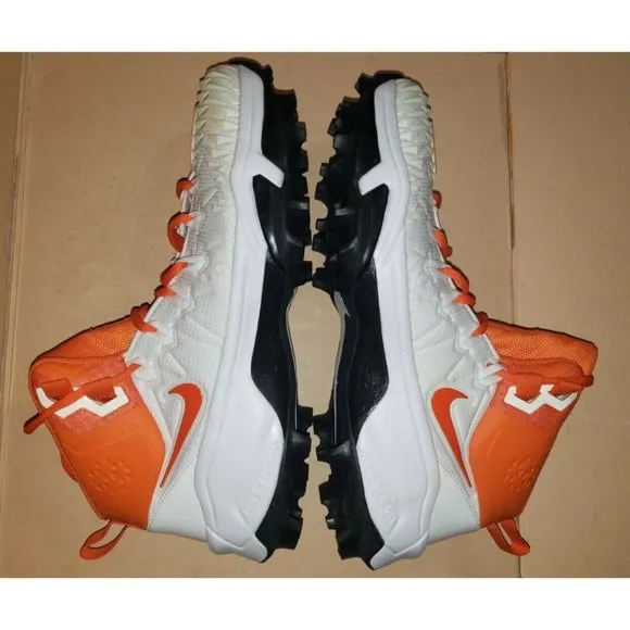 Nike Force Savage Pro White/Orange Football Cleats 923306-188 Men's Size 12 New