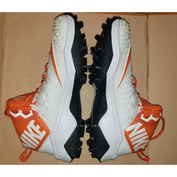 Nike Force Savage Pro White/Orange Football Cleats 923306-188 Men's Size 12 New
