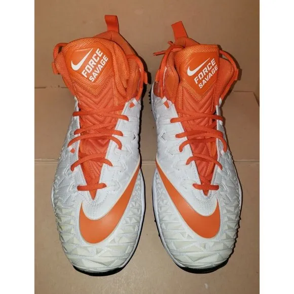 Nike Force Savage Pro White/Orange Football Cleats 923306-188 Men's Size 12 New
