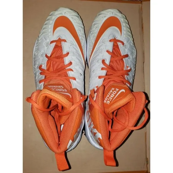 Nike Force Savage Pro White/Orange Football Cleats 923306-188 Men's Size 12 New