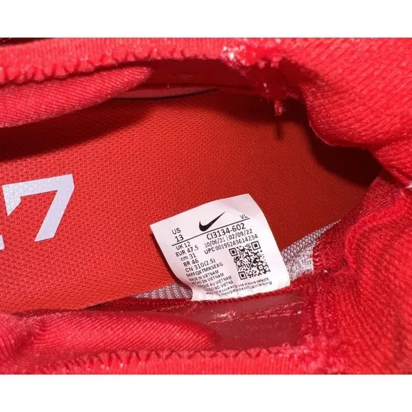 Nike Force Zoom Trout 7 Mens Metal Baseball Cleats Size 13 Red White CI3134-602