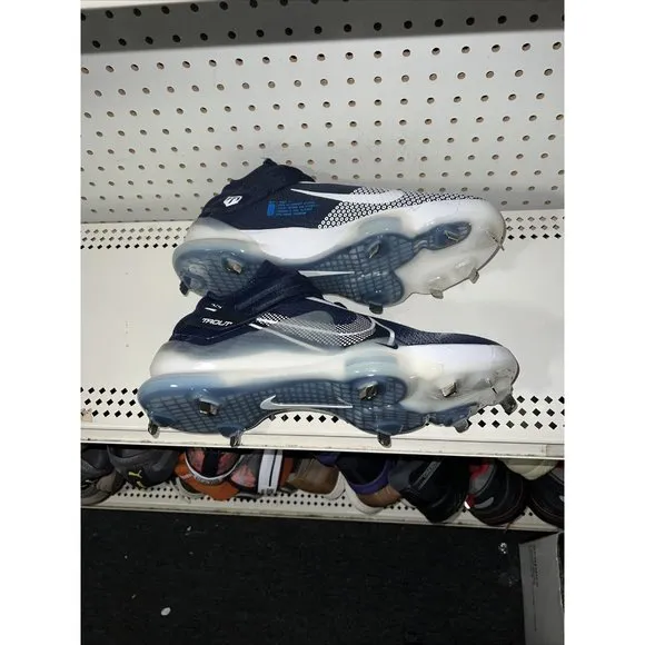 Nike Force Zoom Trout 7 Mens Metal Baseball Cleats Size 8 Navy Blue White