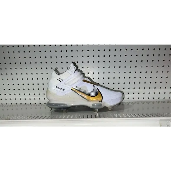 Nike Force Zoom Trout 7 Mens Metal Baseball Cleats Size 8.5 White Gold Black