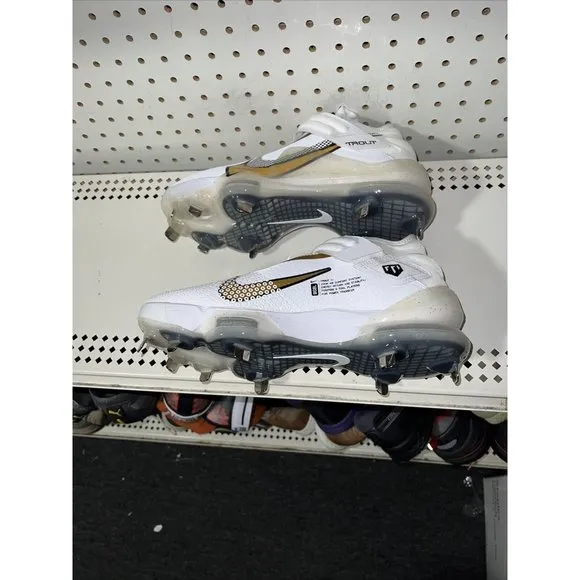 Nike Force Zoom Trout 7 Mens Metal Baseball Cleats Size 8.5 White Gold Black