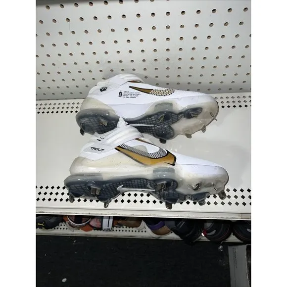 Nike Force Zoom Trout 7 Mens Metal Baseball Cleats Size 8.5 White Gold Black