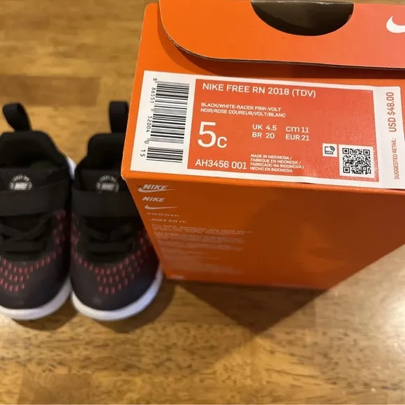 Nike Free RN 2018 (TDV) Black Toddler Shoes AH3456 001 Size 5c New In Box