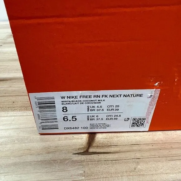 Nike Free RN Next Nature Road running shoes Womens 8 white coconut Photon Dust