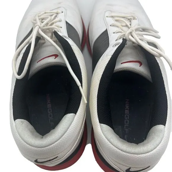 Nike Golf Shoes Cleats Flywire Lunarlon Mens White Black Red Size 13