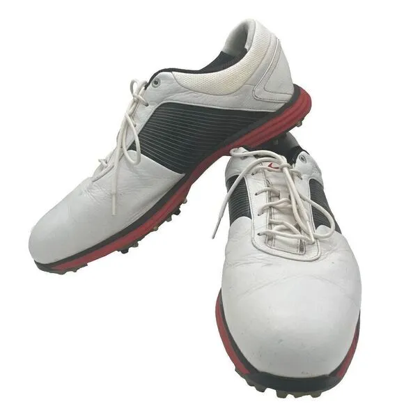 Nike Golf Shoes Cleats Flywire Lunarlon Mens White Black Red Size 13
