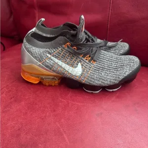 Nike Gray and Orange VaporMax Athletic Shoes
