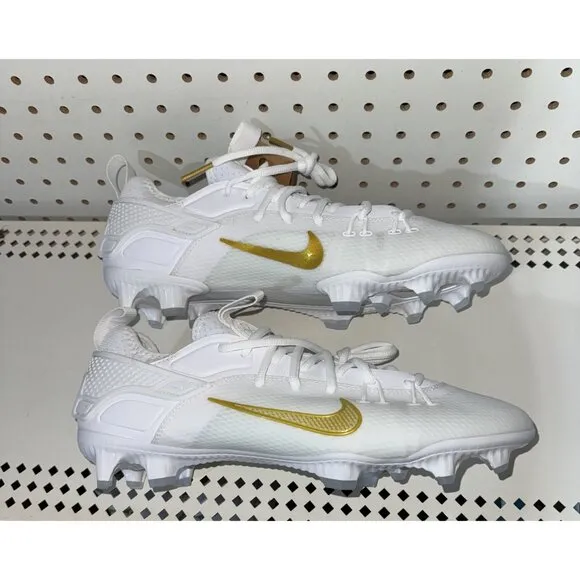 Nike Huarache 9 Elite Low Lax Mens Lacrosse Cleats Size 12 White Gold
