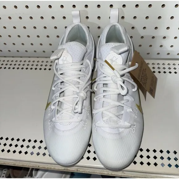 Nike Huarache 9 Elite Low Lax Mens Lacrosse Cleats Size 12 White Gold