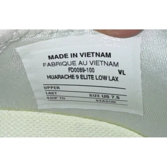 Nike Huarache 9 Elite Low Lax Mens Lacrosse Cleats Size 7.5 White Gold