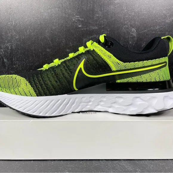 NIKE INFINITY RUN REACT 2 MENS ROAD RUNNING SHOES SIZE 11 FLYKNIT VOLT BLACK GRE
