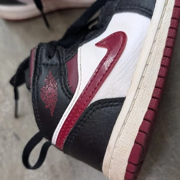 Nike Jordan 1 Mid Black Noble Red White Toddler Baby Sz 7C