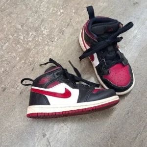Nike Jordan 1 Mid Black Noble Red White Toddler Baby Sz 7C