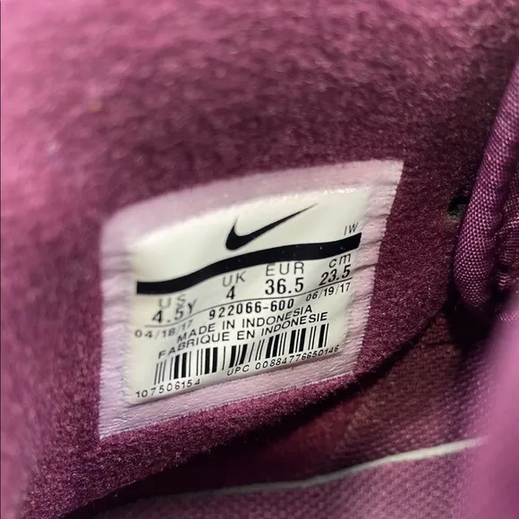Nike Kids Air Force 1 high top purple sneaker shoe