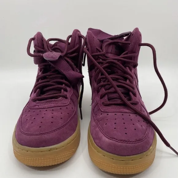 Nike Kids Air Force 1 high top purple sneaker shoe