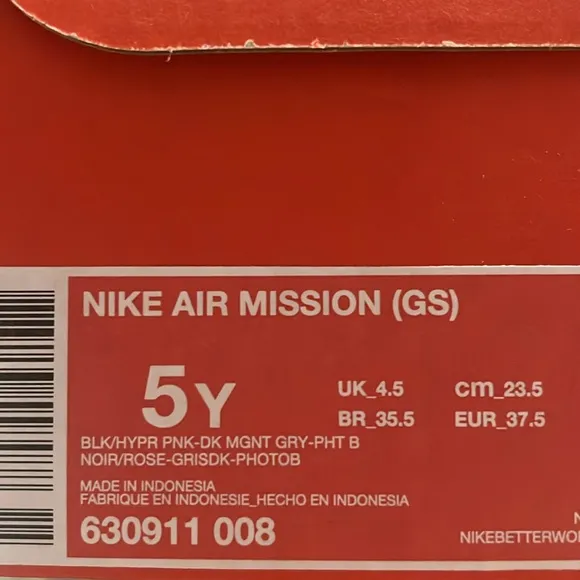 Nike Kids Air Mission GS Training Shoe Black/Hypr Pink/Dark Mgnt/Grey | NEW/NWT!