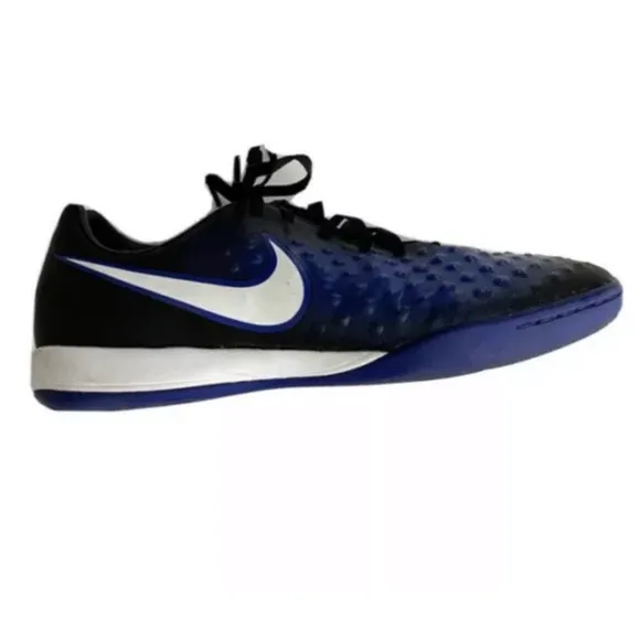 NIKE KIDS MAGISTAX OPUS TURF SOCCER SHOES BLACK/WHITE/PARAMOUNT BLUE