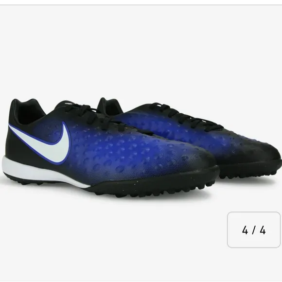 NIKE KIDS MAGISTAX OPUS TURF SOCCER SHOES BLACK/WHITE/PARAMOUNT BLUE