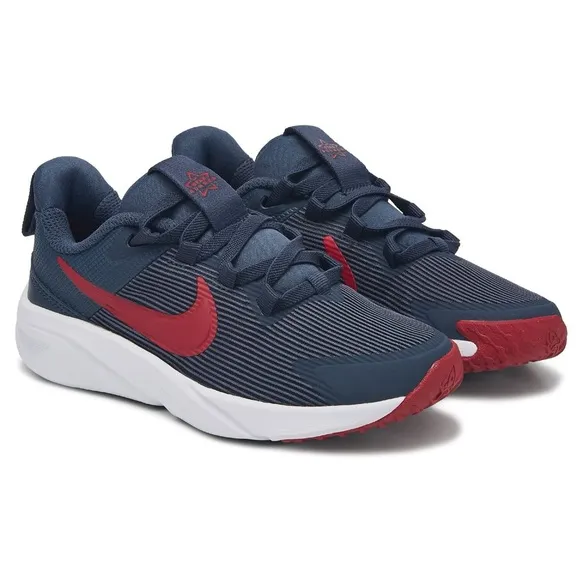 Nike Kid’s Youth Navy and Red Star Runner 4 Road Running Slip On/No Tie Shoes