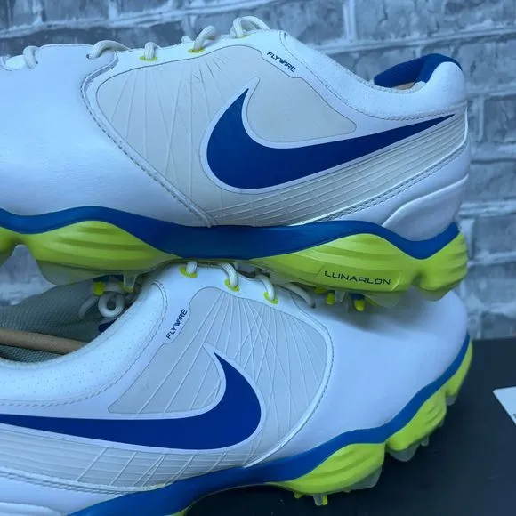 Nike Lunar Control II White Venom Blue Golf Cleats 552074-128 Mens 9.5‎ W New