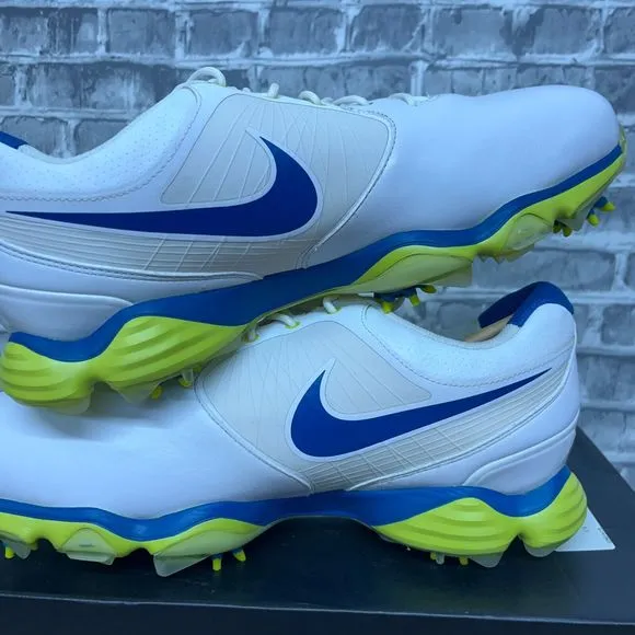 Nike Lunar Control II White Venom Blue Golf Cleats 552074-128 Mens 9.5‎ W New