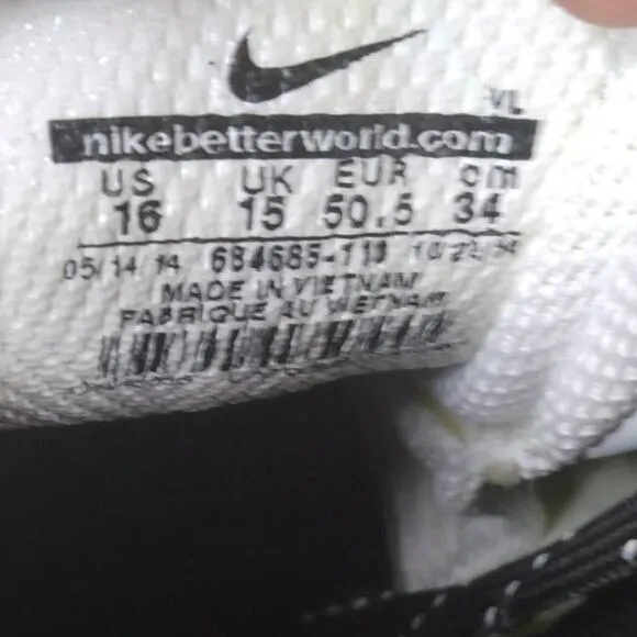 Nike M BSBL MVP White Black Baseball Cleats New Men's Shoes Size 16
