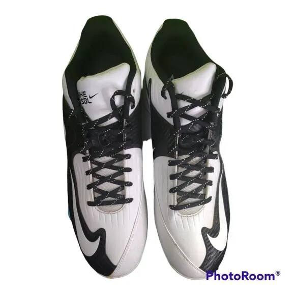 Nike M BSBL MVP White Black Baseball Cleats New Men's Shoes Size 16