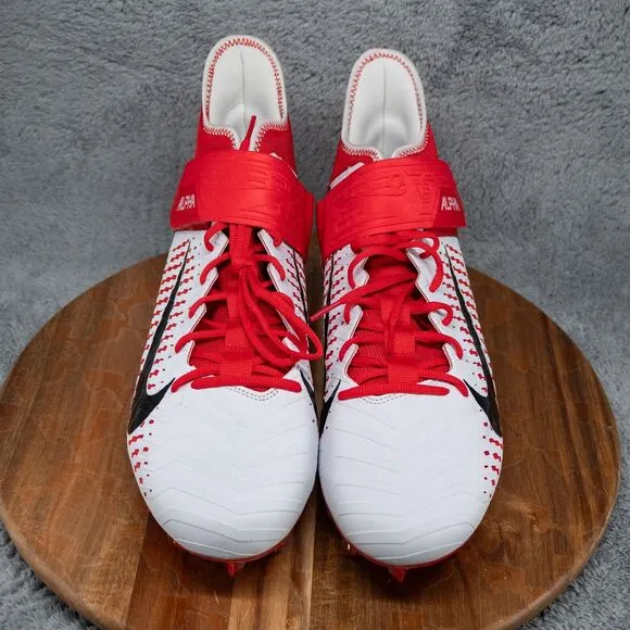 Nike Men’s 15 Alpha Menace Pro 2 MID Football Cleats White/Red BV3945-105 NEW