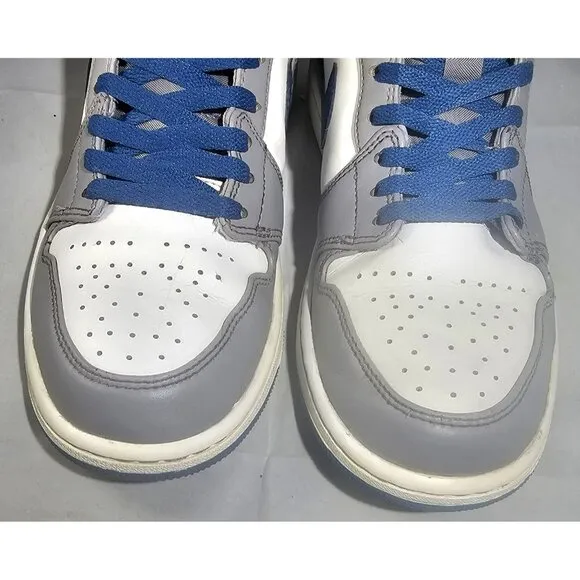 Nike Men's Air Jordan 1 Mid Cement Grey/White/True Blue Sneakers Size 8.5