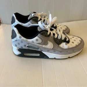 Nike Men's Air Max 90 with polka dot gray, black and white tennis shoes 6.5