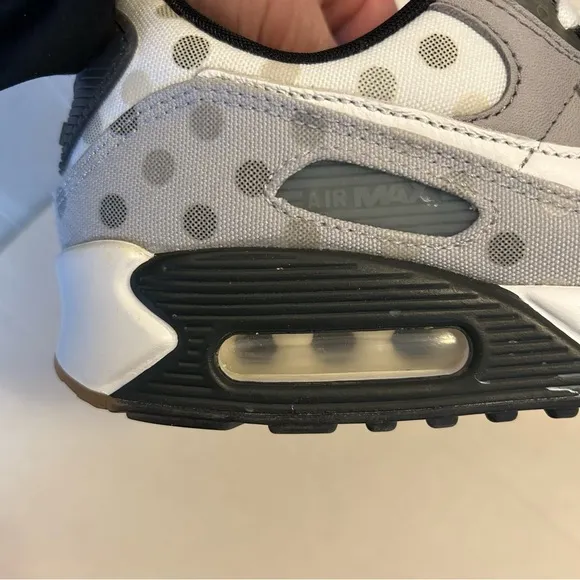 Nike Men's Air Max 90 with polka dot gray, black and white tennis shoes 6.5