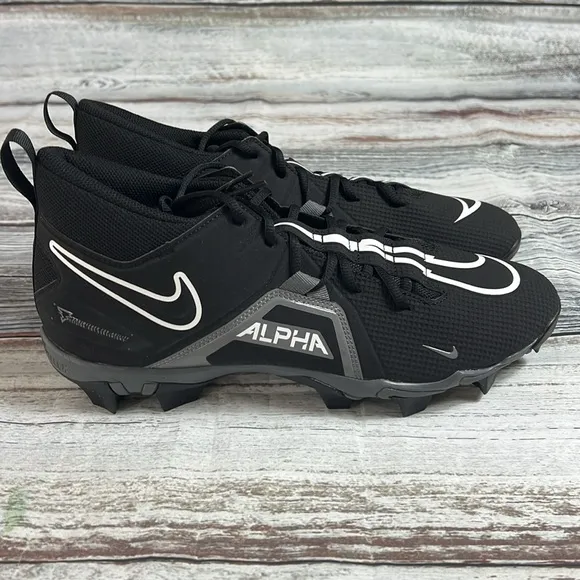 Nike Men's Alpha Menace-3 Shark Football Cleats Shoes Black/Iron Gray Size 12