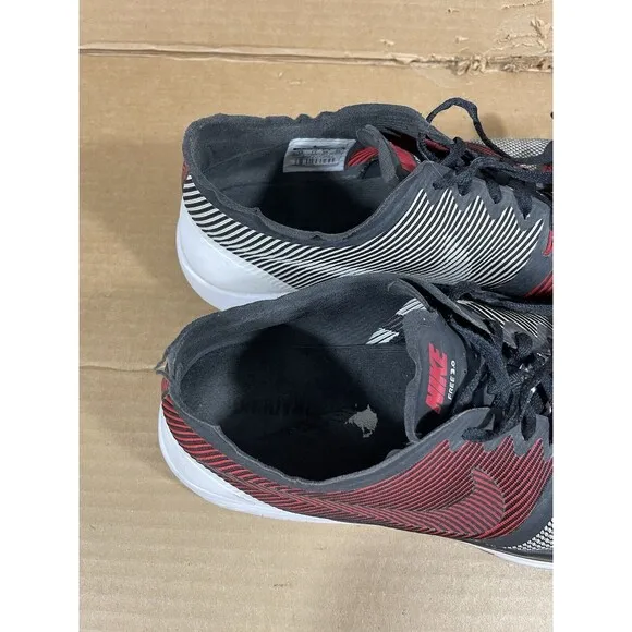 Nike Mens Athletic Running Shoes Free 3.0 Size 12 Sneaker Black Red Gray