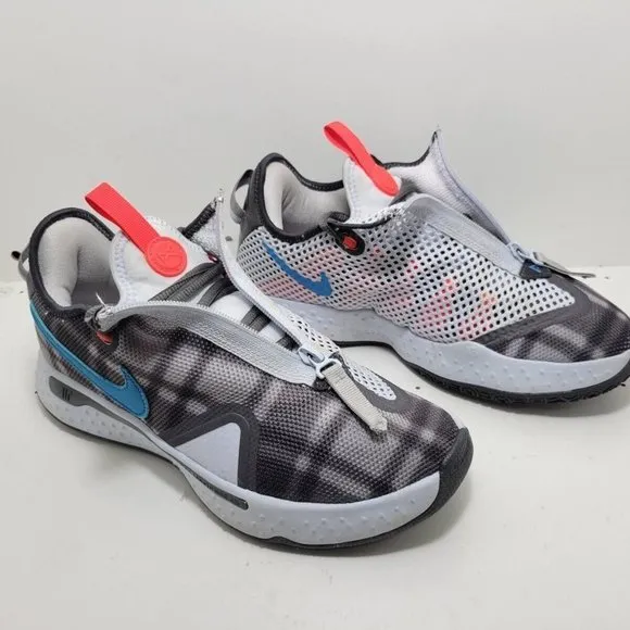 NIKE Mens CD5079-002 Air PG 4 Plaid Gray Athletic Football Shoes Size US 8