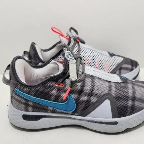 NIKE Mens CD5079-002 Air PG 4 Plaid Gray Athletic Football Shoes Size US 8
