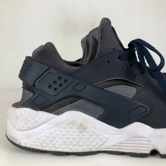 Nike Men's Size 11 Air Huarache Dark Grey Midnight Navy Blue Lace-Up Sneakers