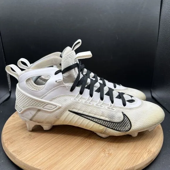 Nike Mens Size 11 Alpha Huarache 9 Elite Mid LAX Cleats FD0088-101  White Shoes