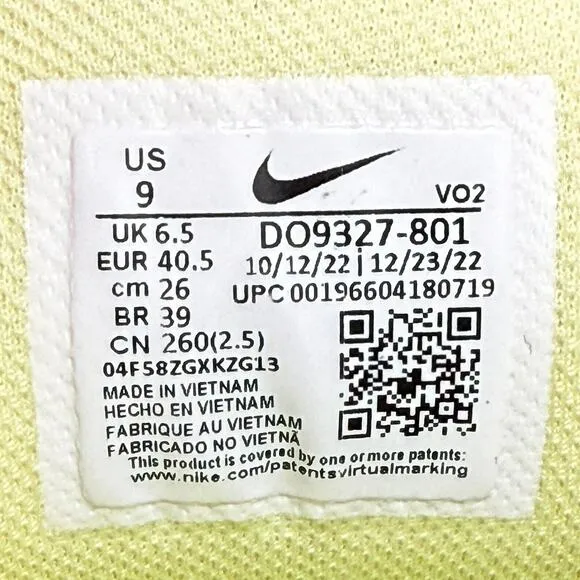 Nike Metcon 8 Womens Size 9 Training Shoes Sneaker Citron Tint Yellow DO9327-801
