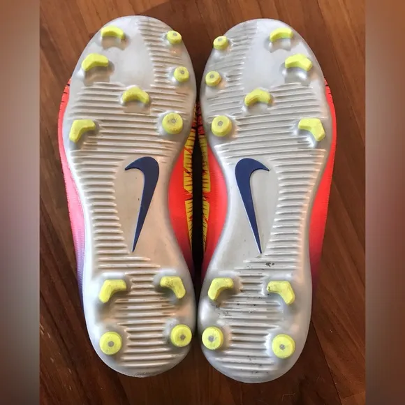 Nike | Nike Jr blue/yellow/orange Mercurial Vapor 15 outdoor soccer shoes, sz 5Y