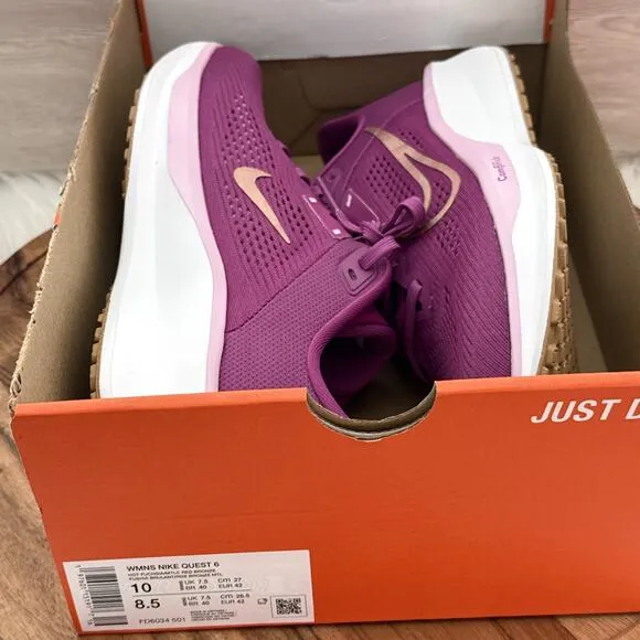 Nike Quest 6 Women's Size 10/Men's 8.5 Purple Road Running Shoes FD6034-501 New