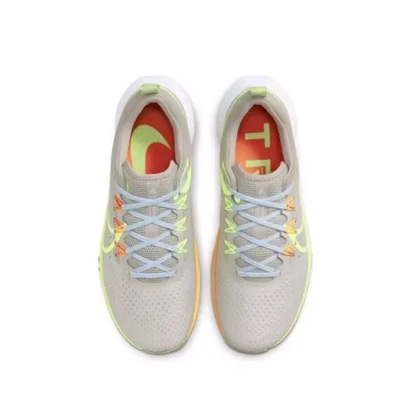 Nike React Pegasus Trail 4 Grey/Volt-Orange Running Shoe DJ6158 002 Mens 10.5