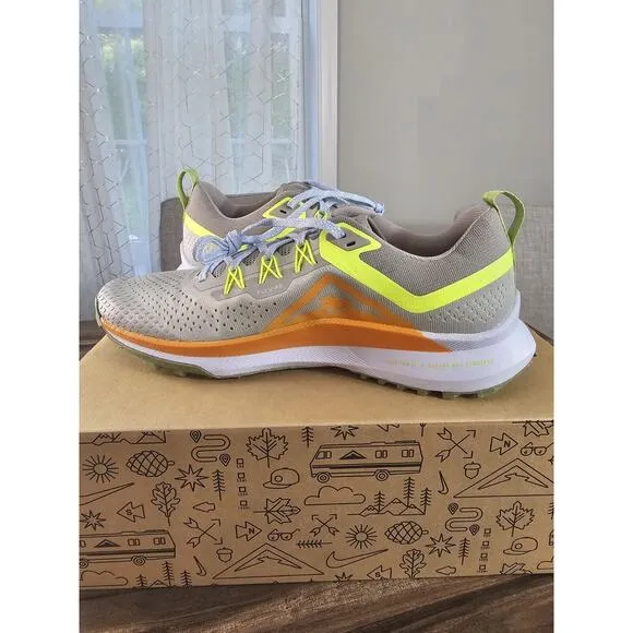 Nike React Pegasus Trail 4 Grey/Volt-Orange Running Shoe DJ6158 002 Mens 10.5
