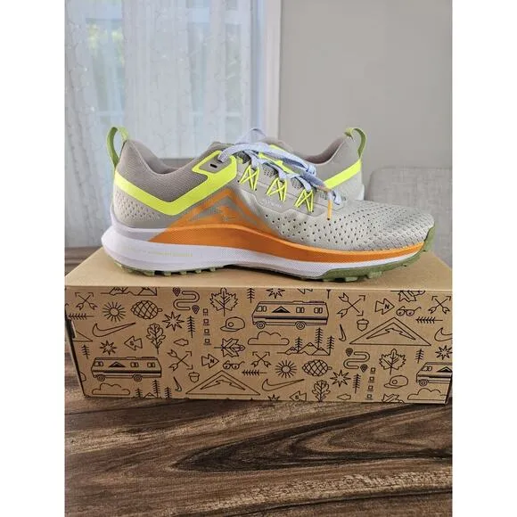 Nike React Pegasus Trail 4 Grey/Volt-Orange Running Shoe DJ6158 002 Mens 10.5